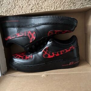 Black and Red Animal Print Sneakers